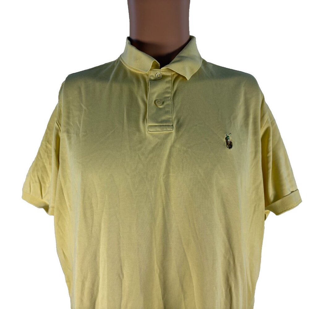 Polo Ralph Lauren Shirt Mens Size XL Yellow Pima Soft Touch Short Sleeve